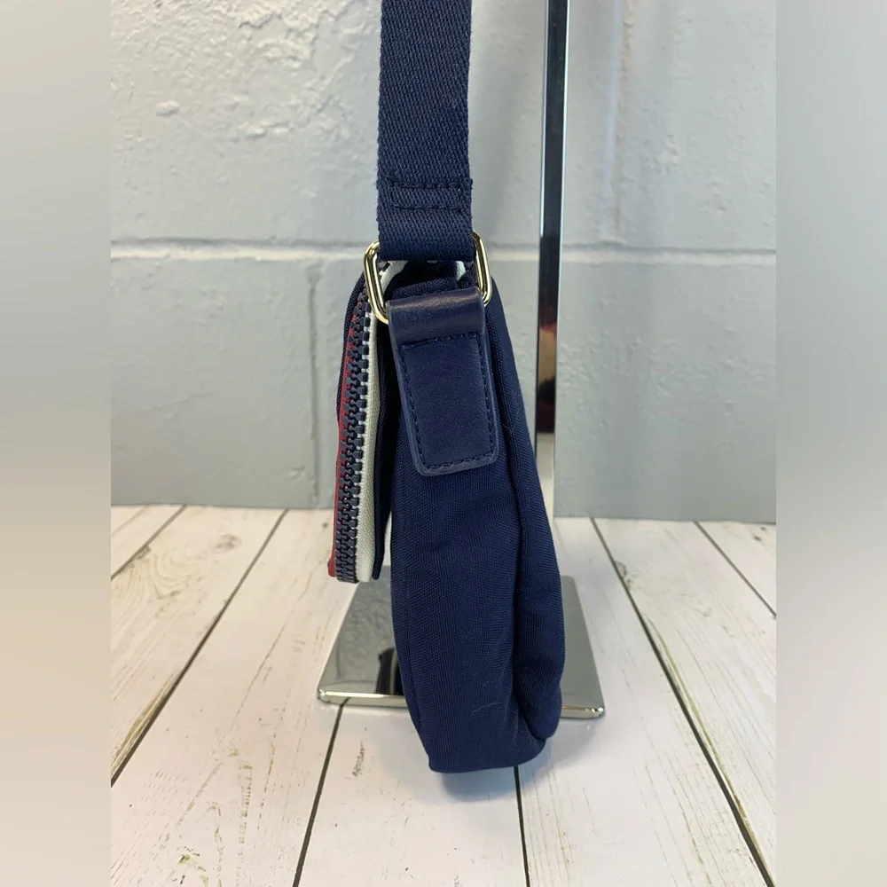 Tommy Hilfiger Canvas/Nylon Messenger/Crossbody Bag-Navy &‎ Red